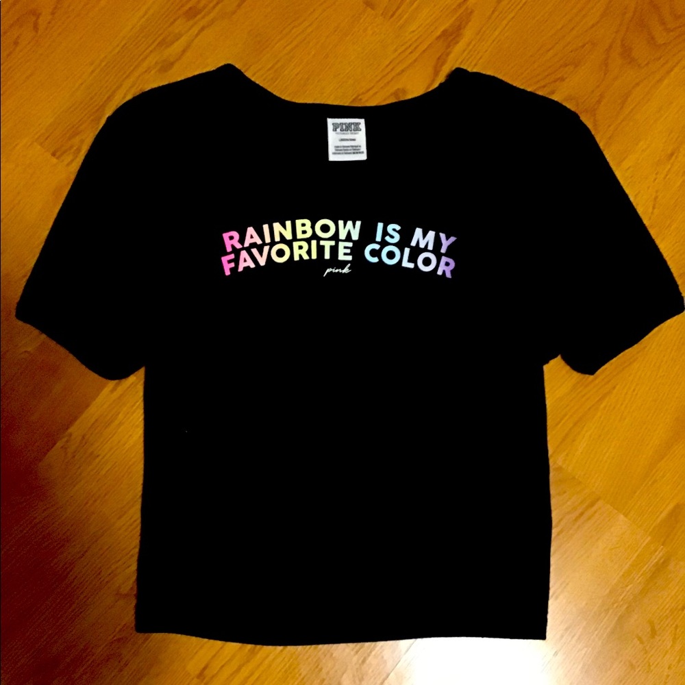 Vs PINK NWOT BLACK Crop TOP Tee large